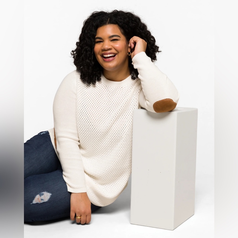 Josey Elbow Patch Sweater in White - Never Worn